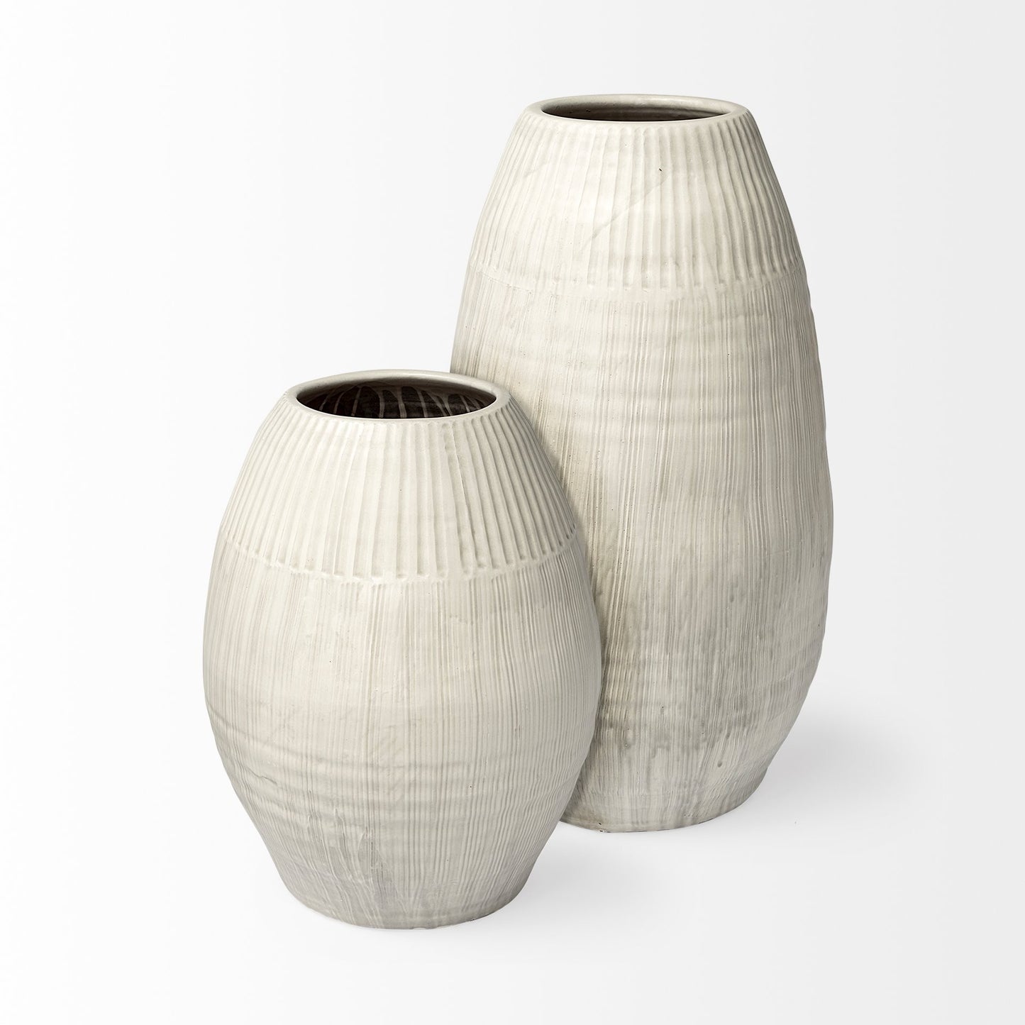 21" White Cylinder Ceramic Floor Vase - Loft&Timber