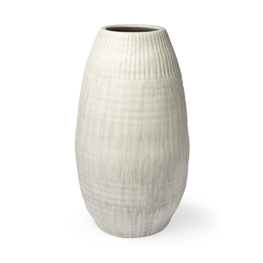 29" White Cylinder Ceramic Floor Vase - Loft&Timber