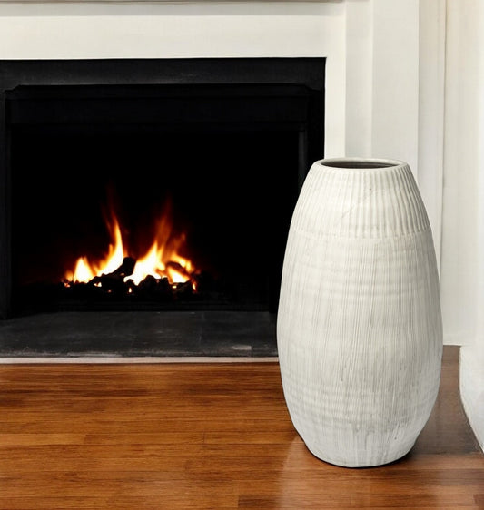 29" White Cylinder Ceramic Floor Vase - Loft&Timber