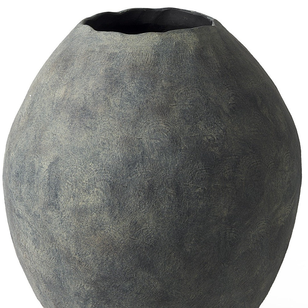 23" Gray Oval Distressed Ceramic Floor Vase - Loft&Timber