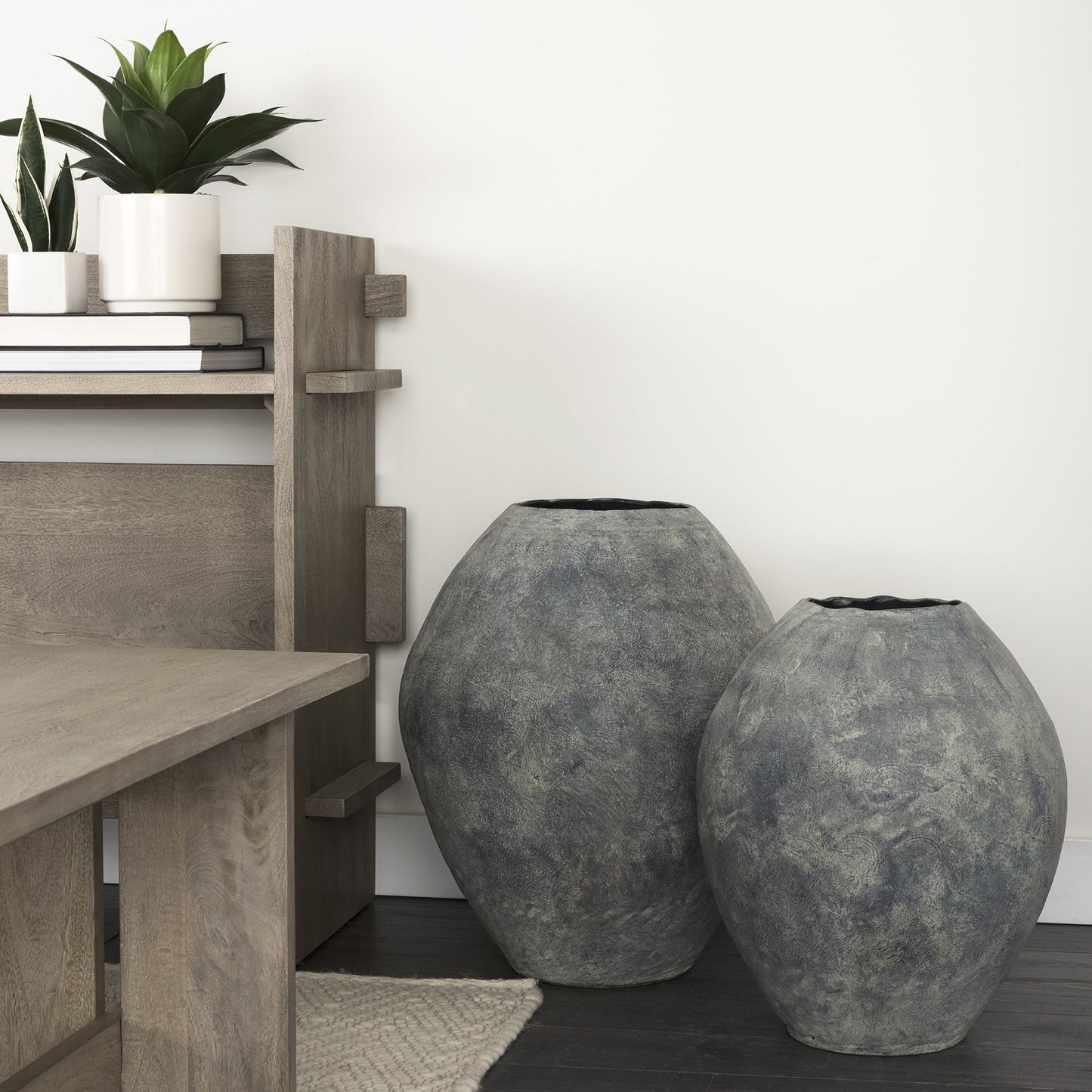 23" Gray Oval Distressed Ceramic Floor Vase - Loft&Timber