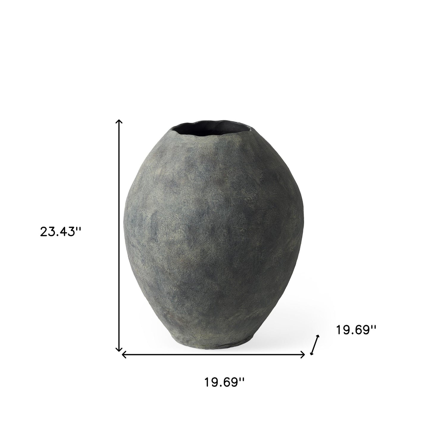 23" Gray Oval Distressed Ceramic Floor Vase - Loft&Timber