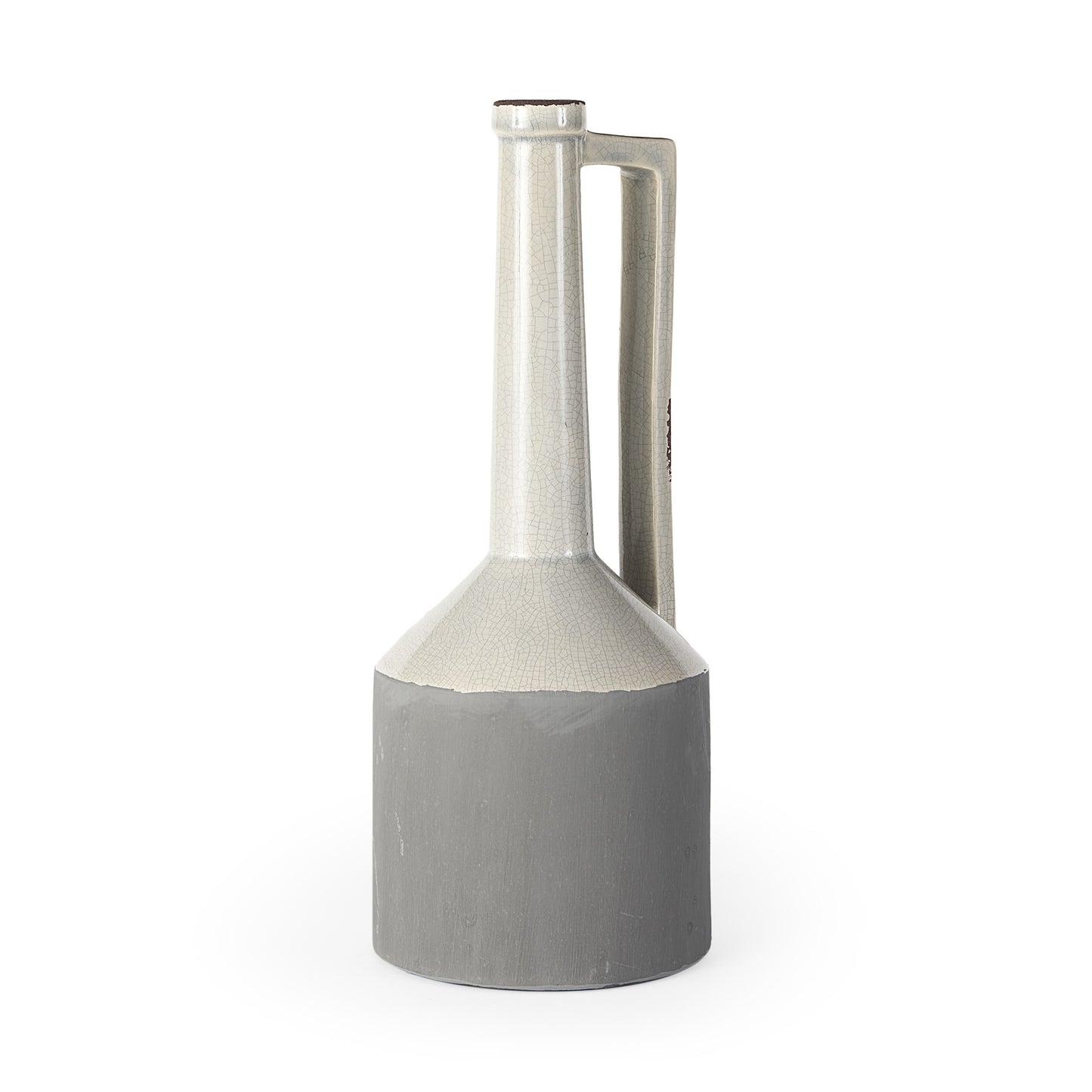 16" Gray and Off White Ceramic Tall Jug Vase - Loft&Timber