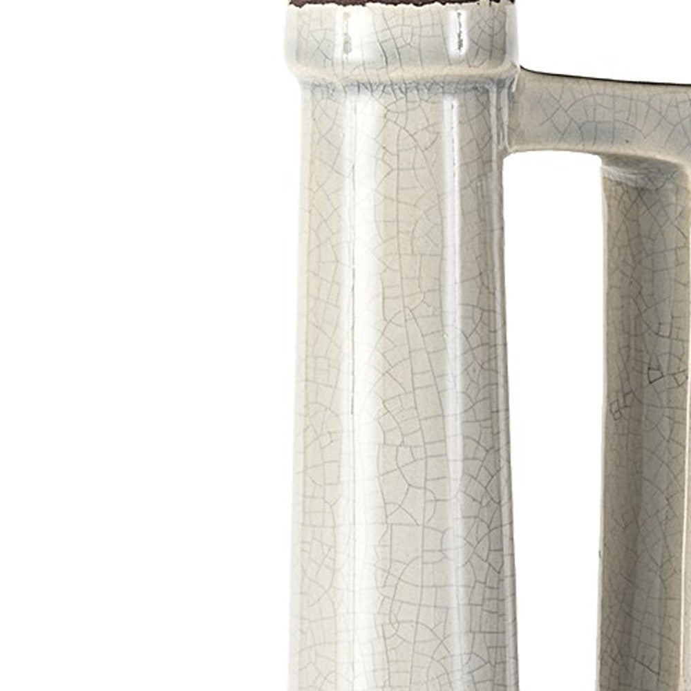 16" Gray and Off White Ceramic Tall Jug Vase - Loft&Timber
