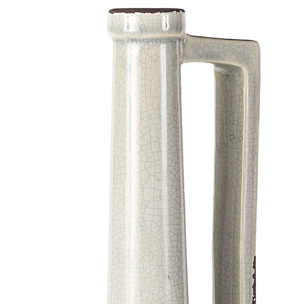 16" Gray and Off White Ceramic Tall Jug Vase - Loft&Timber