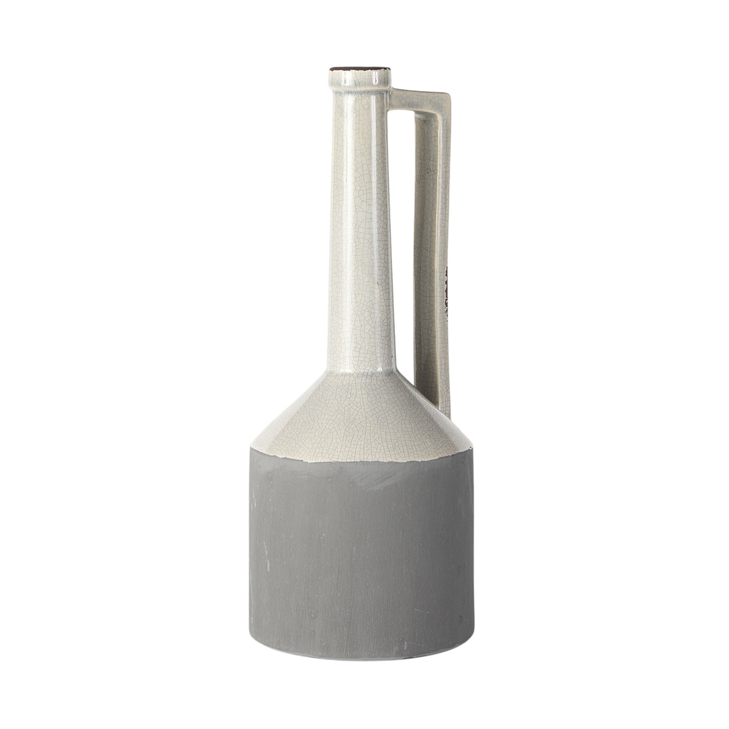 16" Gray and Off White Ceramic Tall Jug Vase - Loft&Timber