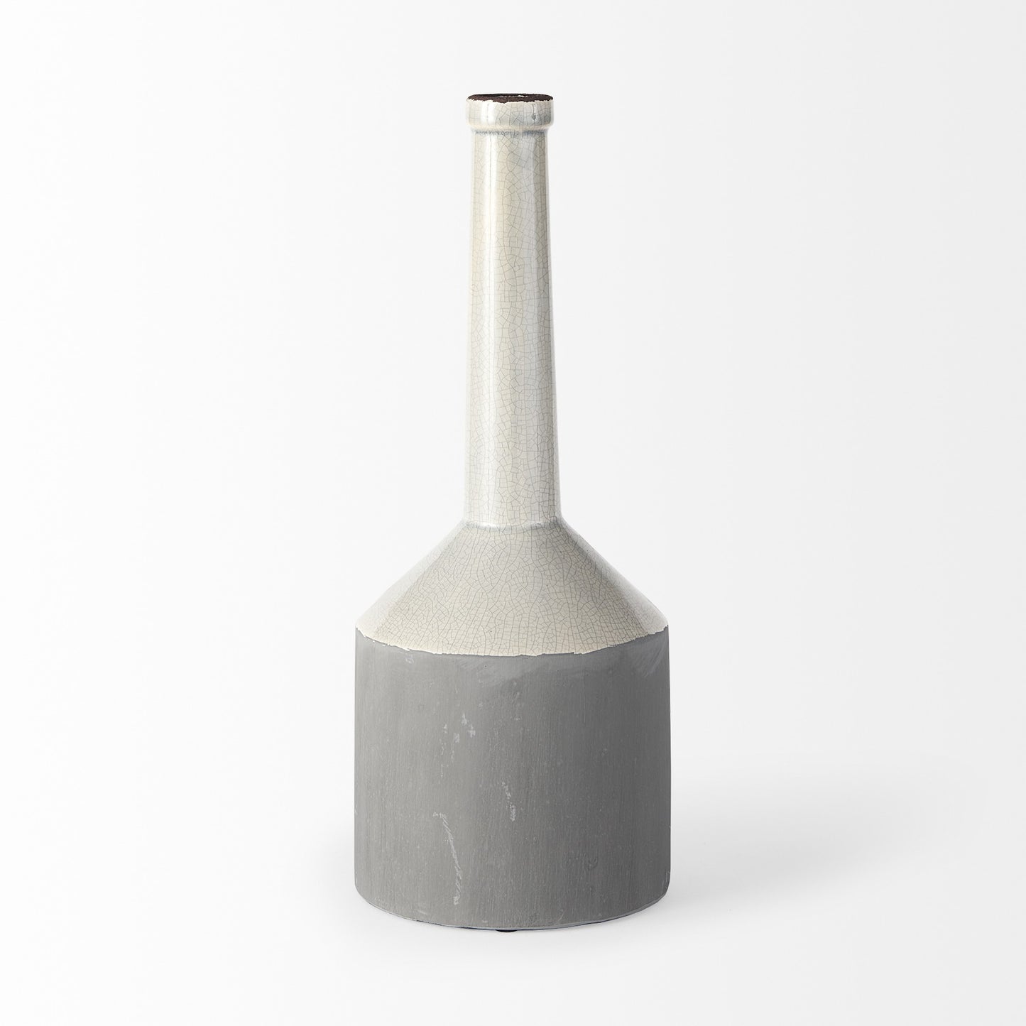 16" Gray and Off White Ceramic Tall Jug Vase - Loft&Timber