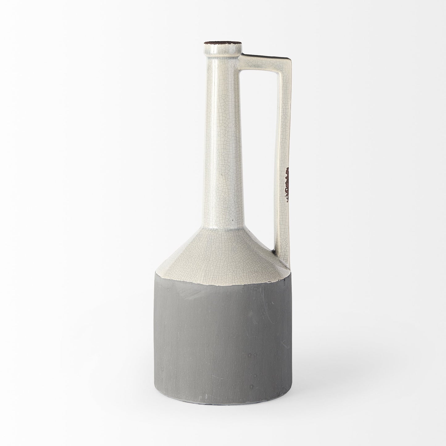 16" Gray and Off White Ceramic Tall Jug Vase - Loft&Timber