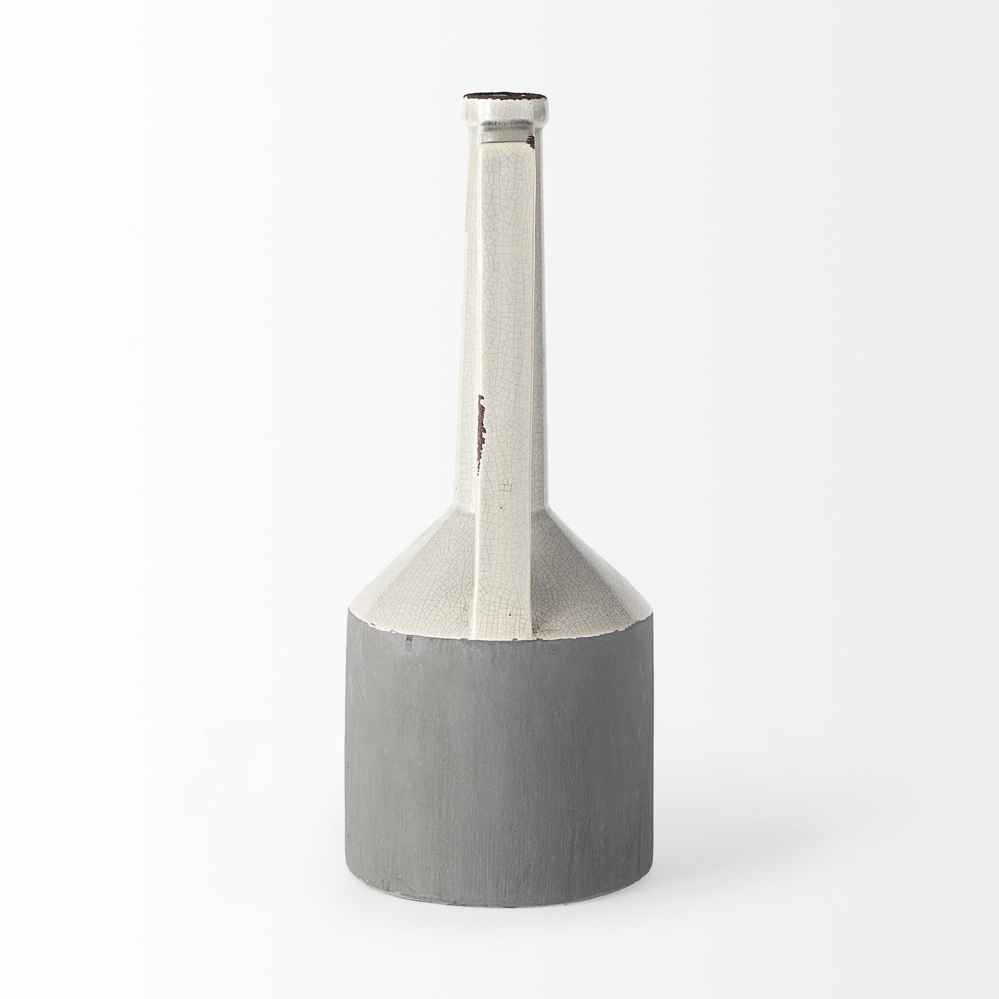 16" Gray and Off White Ceramic Tall Jug Vase - Loft&Timber