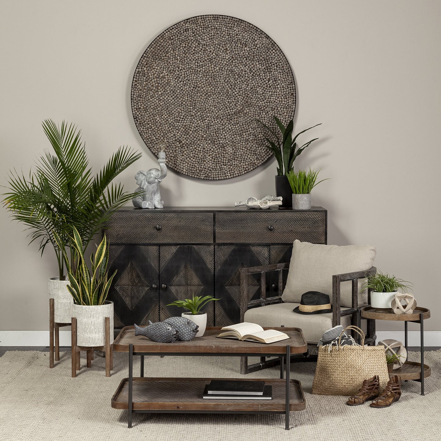 16" Gray Lamp Base LED - Loft&Timber