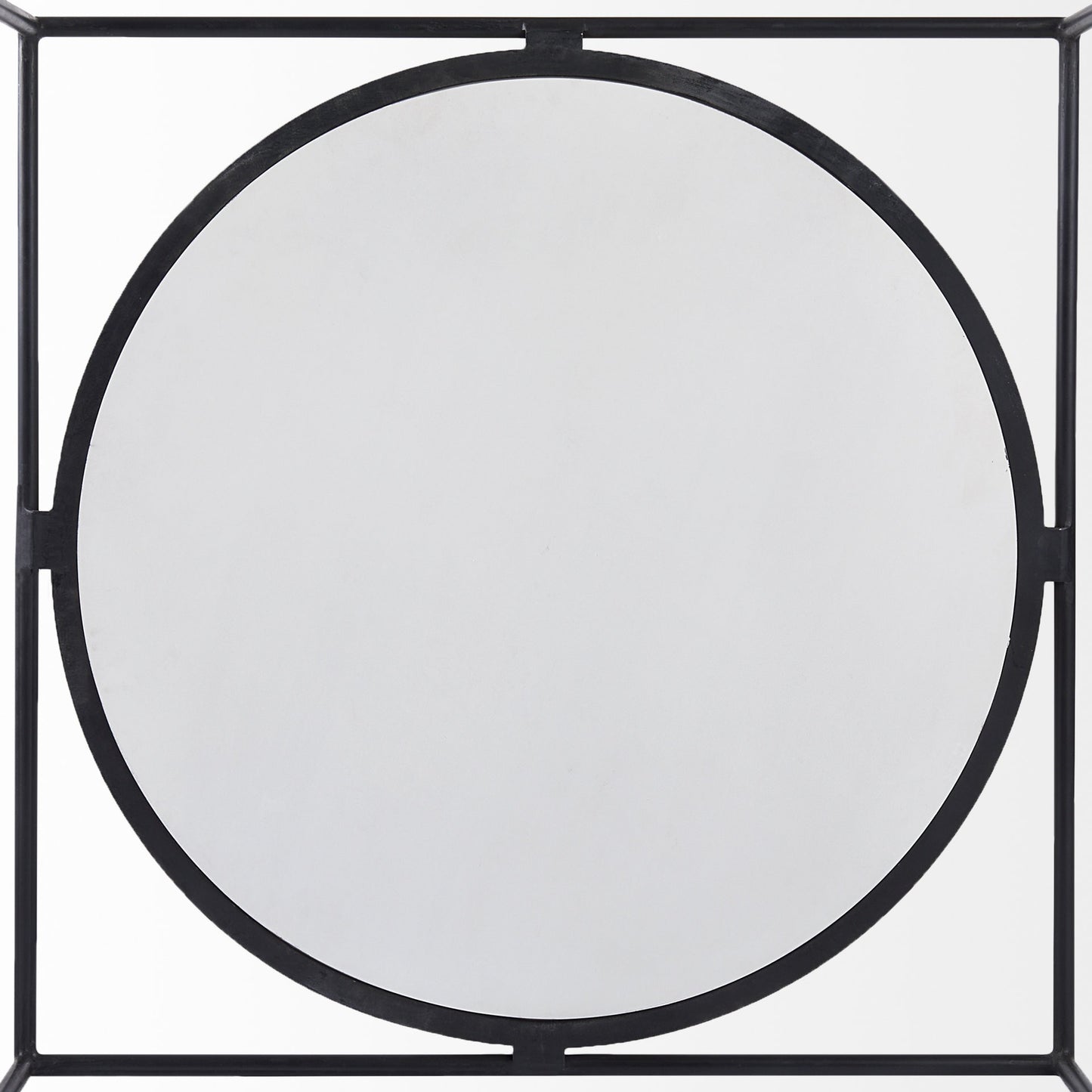 36" White and Black Genuine Marble and Metal Square Frame Coffee Table - Loft&Timber