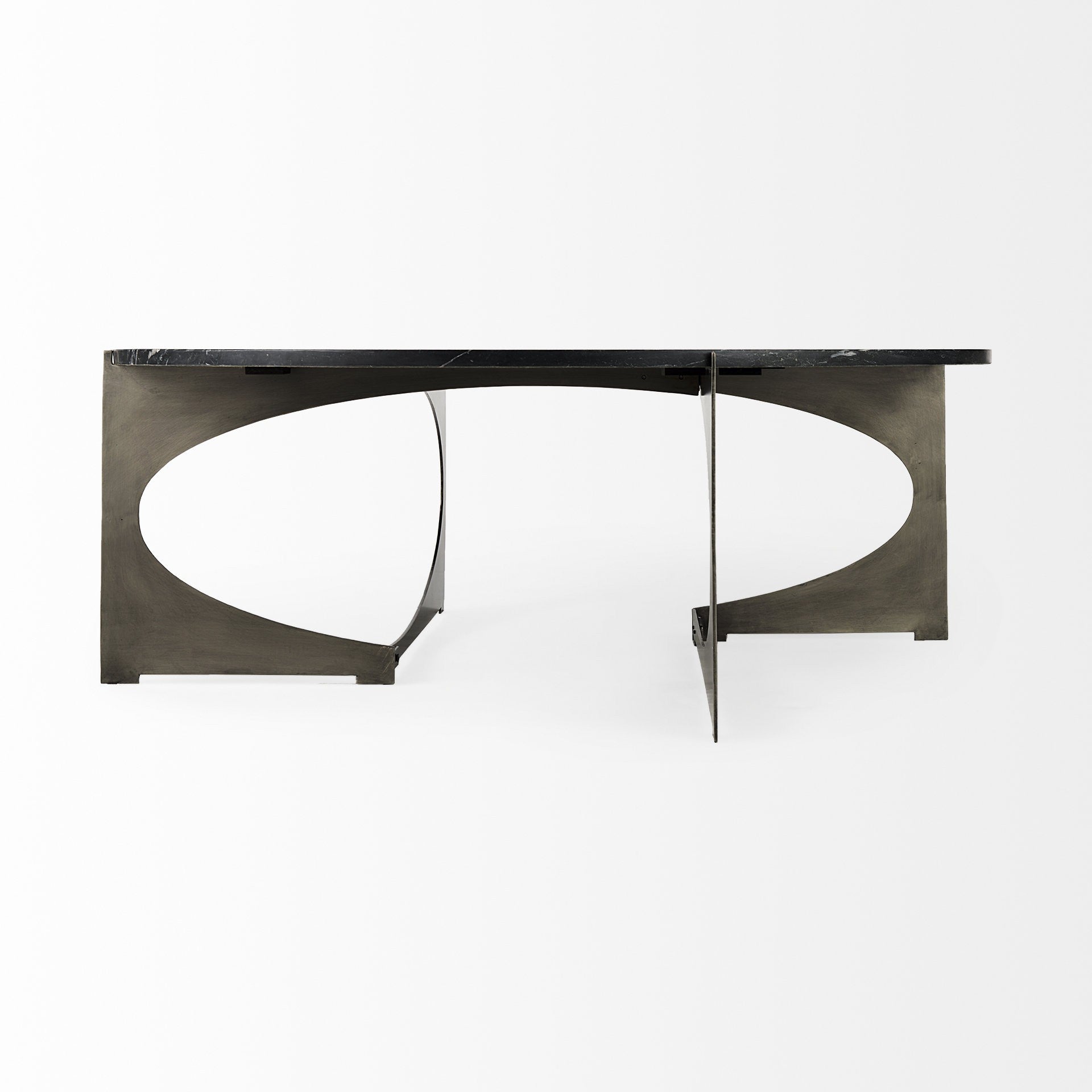 48" Black and Gold Genuine Marble and Iron Round Coffee Table - Loft&Timber
