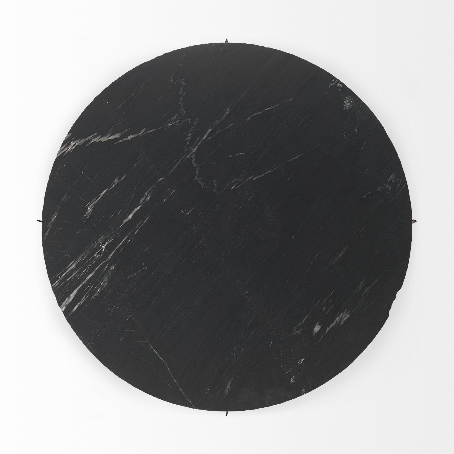 48" Black and Gold Genuine Marble and Iron Round Coffee Table - Loft&Timber