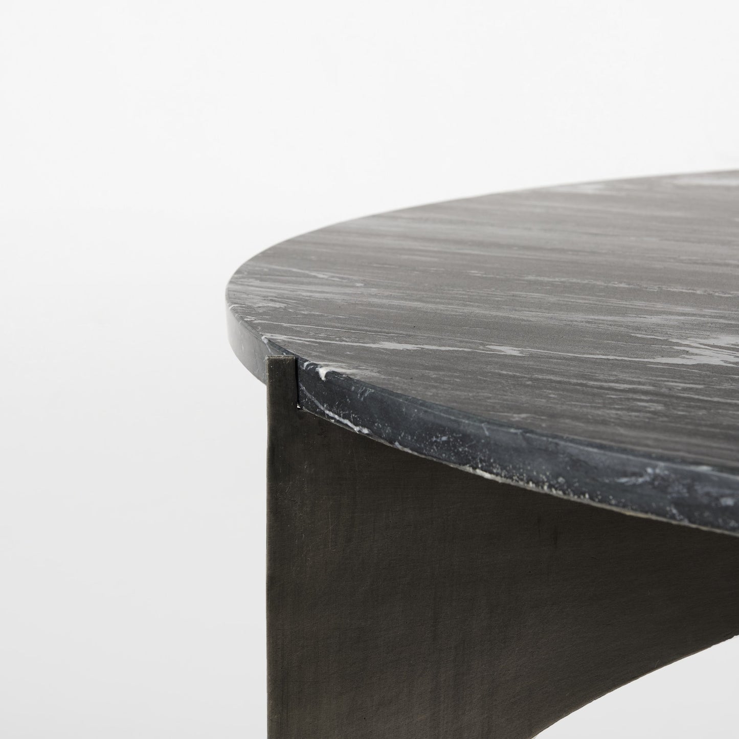 48" Black and Gold Genuine Marble and Iron Round Coffee Table - Loft&Timber