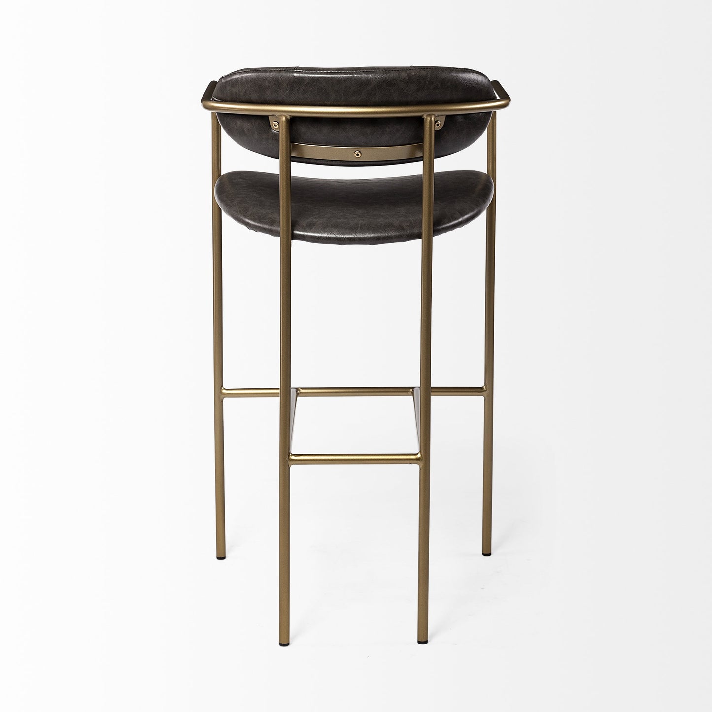 30" Brown And Gold Faux Leather And Steel Bar Height Bar Chair - Loft&Timber