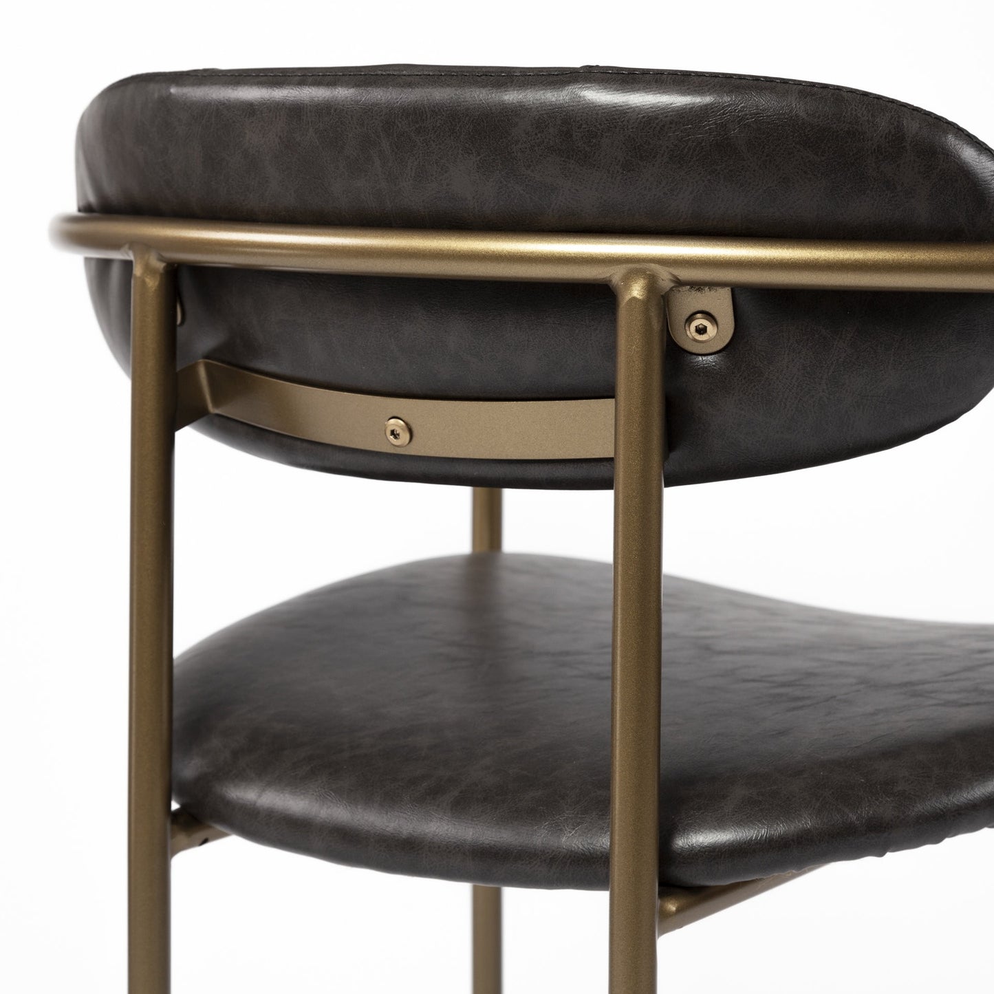 30" Brown And Gold Faux Leather And Steel Bar Height Bar Chair - Loft&Timber