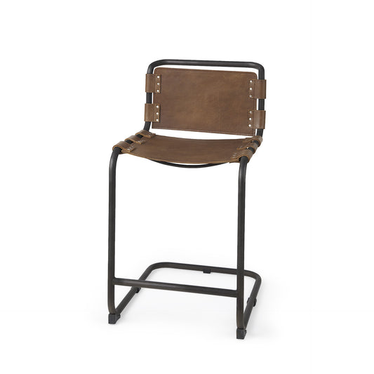29" Brown And Black Steel Bar Chair - Loft&Timber