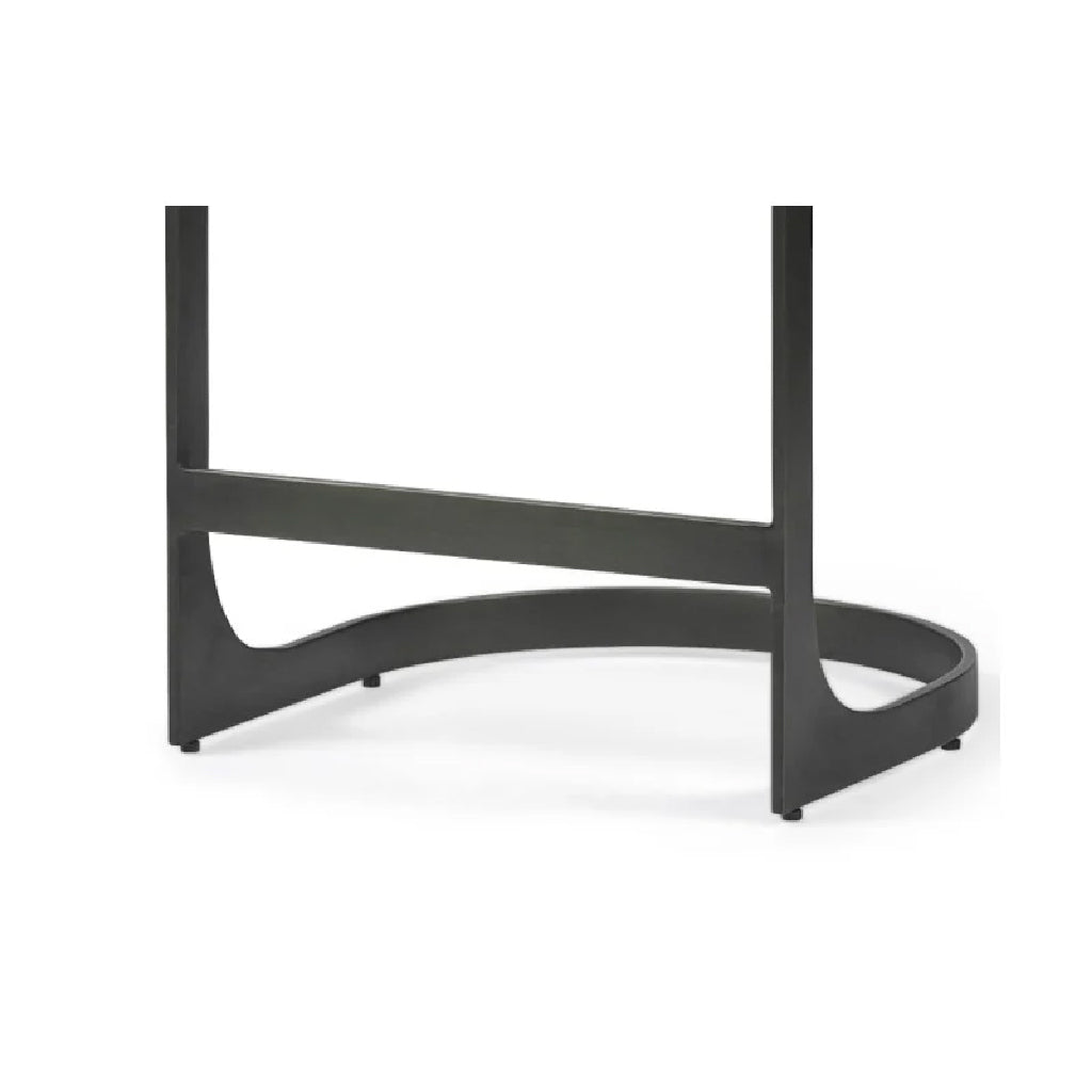 29" Black Leather and Metal Backless Counter Height Bar Chair - Loft&Timber