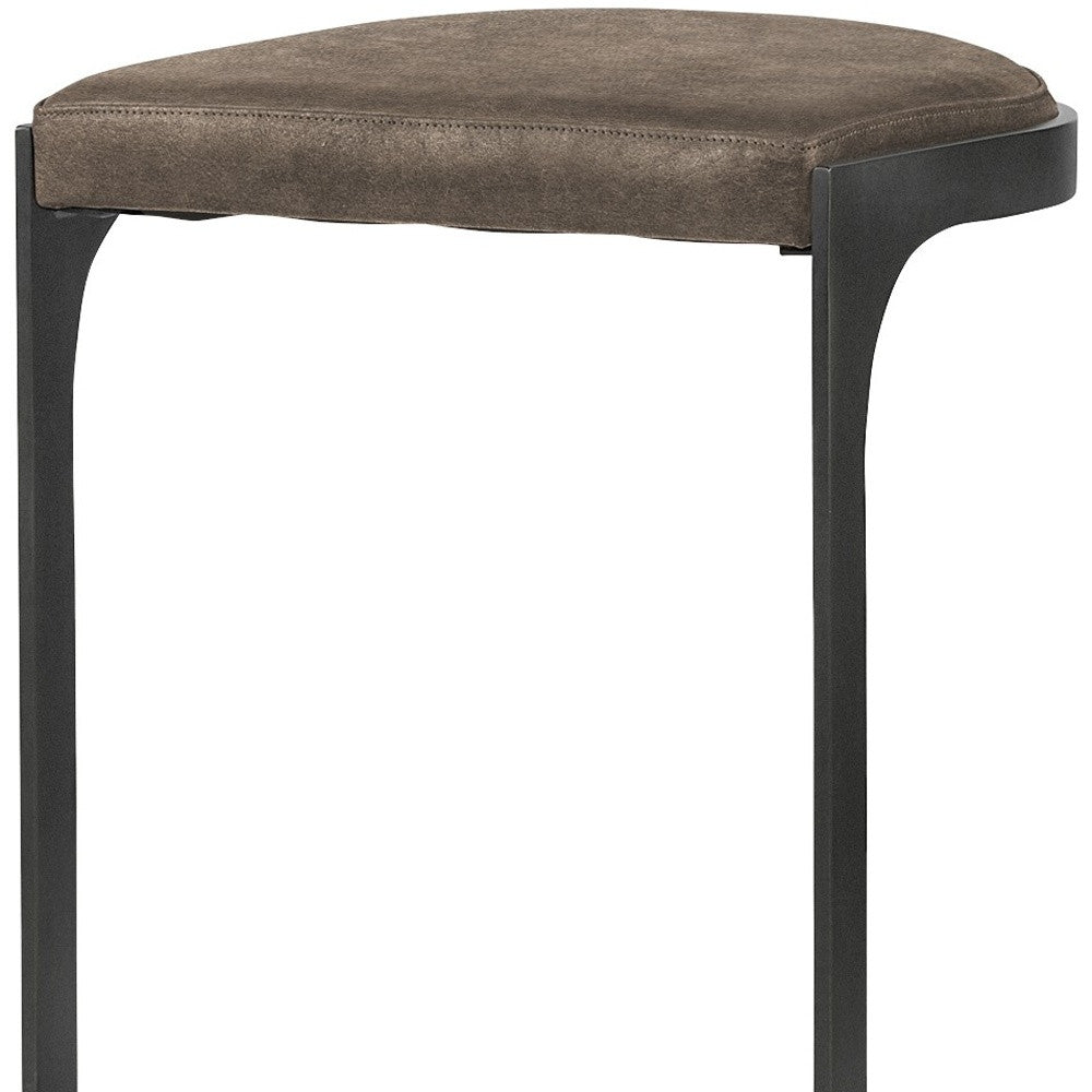 29" Black Leather and Metal Backless Counter Height Bar Chair - Loft&Timber