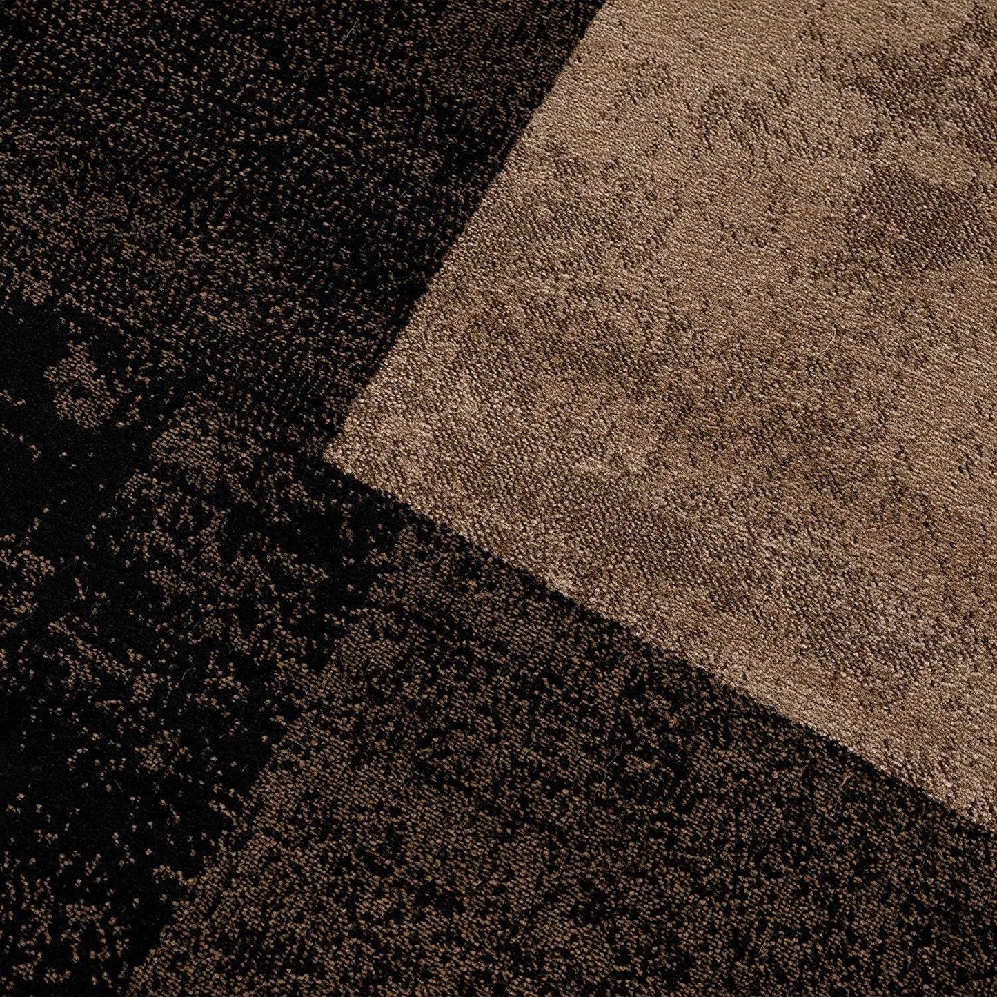 13' Brown And Black Geometric Shag Runner Rug - Loft&Timber