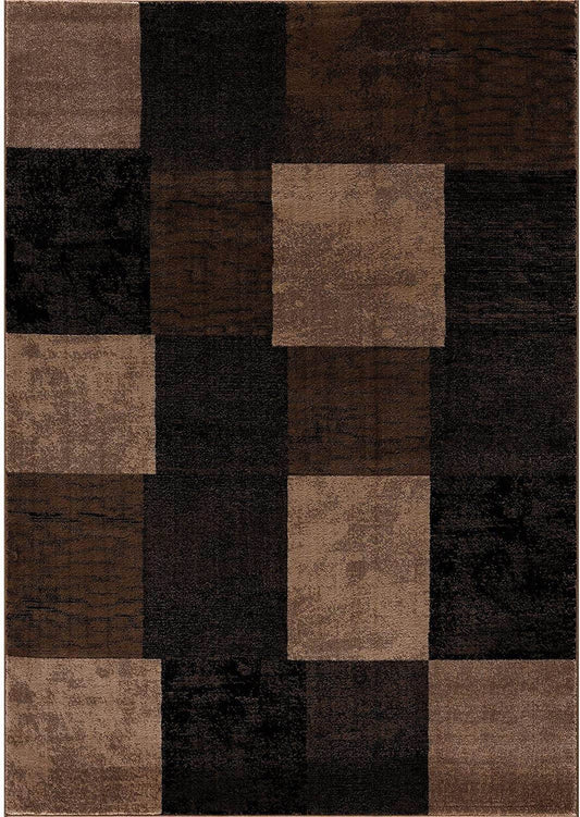 13' Brown And Black Geometric Shag Runner Rug - Loft&Timber