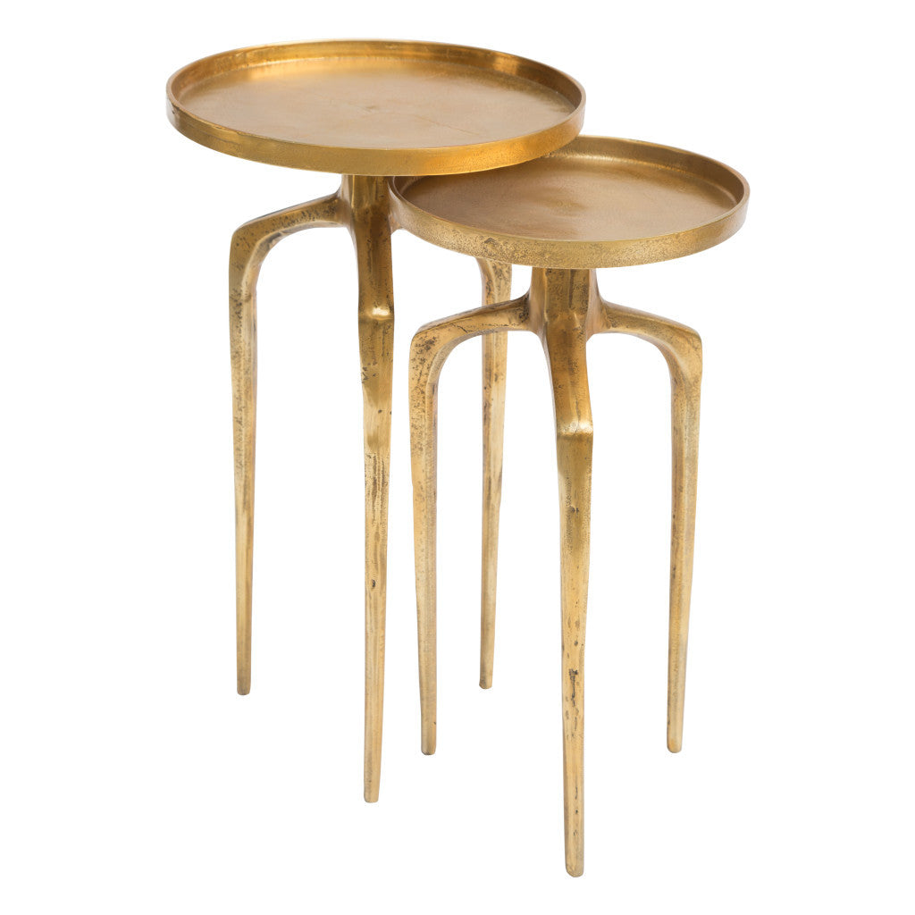 Set Of Two 13" Gold Nested Tables - Loft&Timber