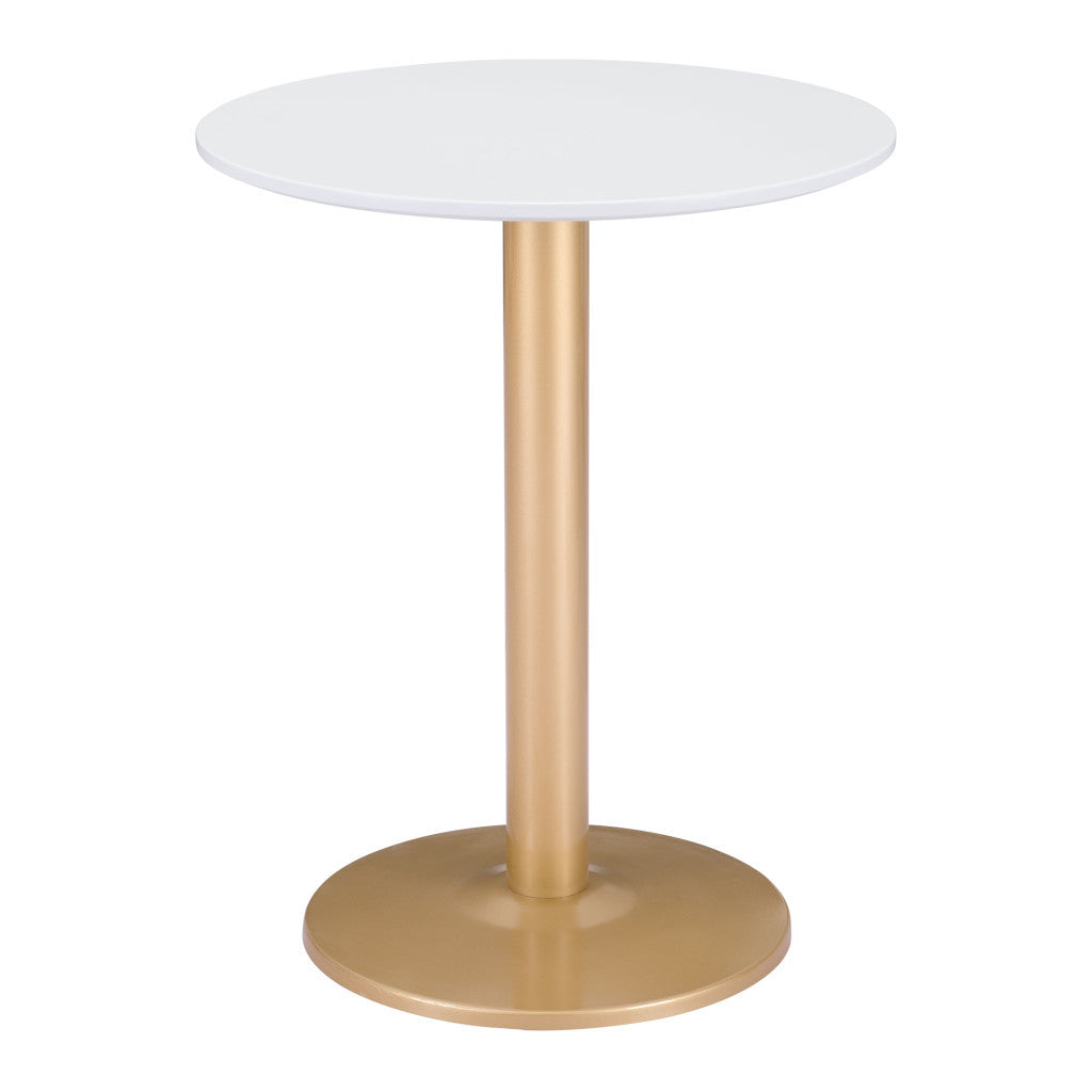 24" Gold And White Round End Table - Loft&Timber