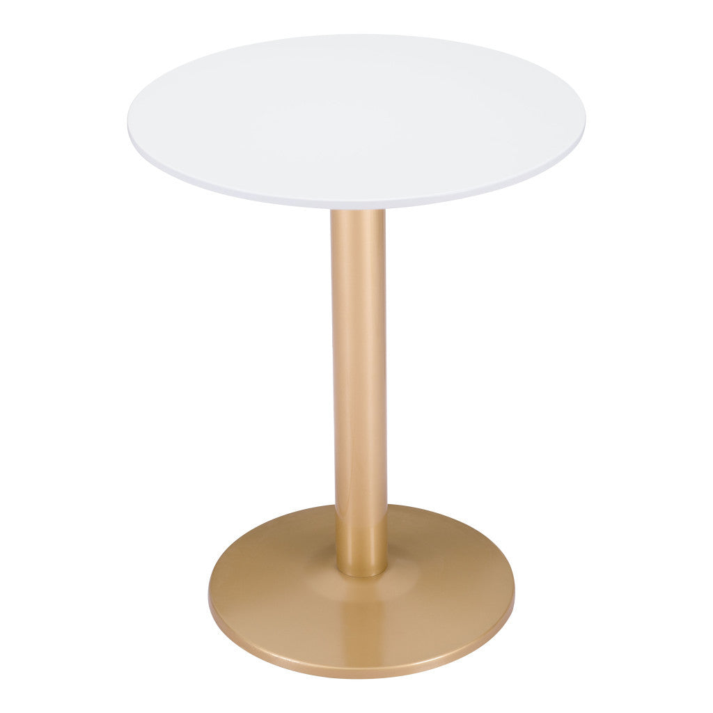 24" Gold And White Round End Table - Loft&Timber