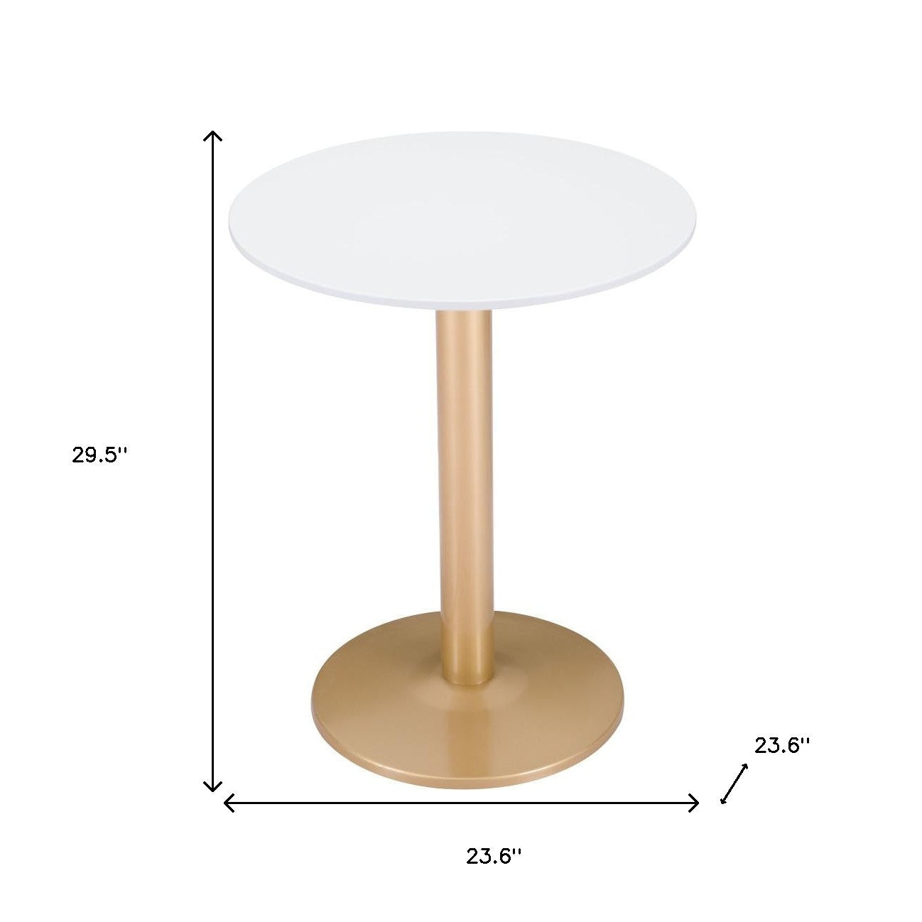 24" Gold And White Round End Table - Loft&Timber