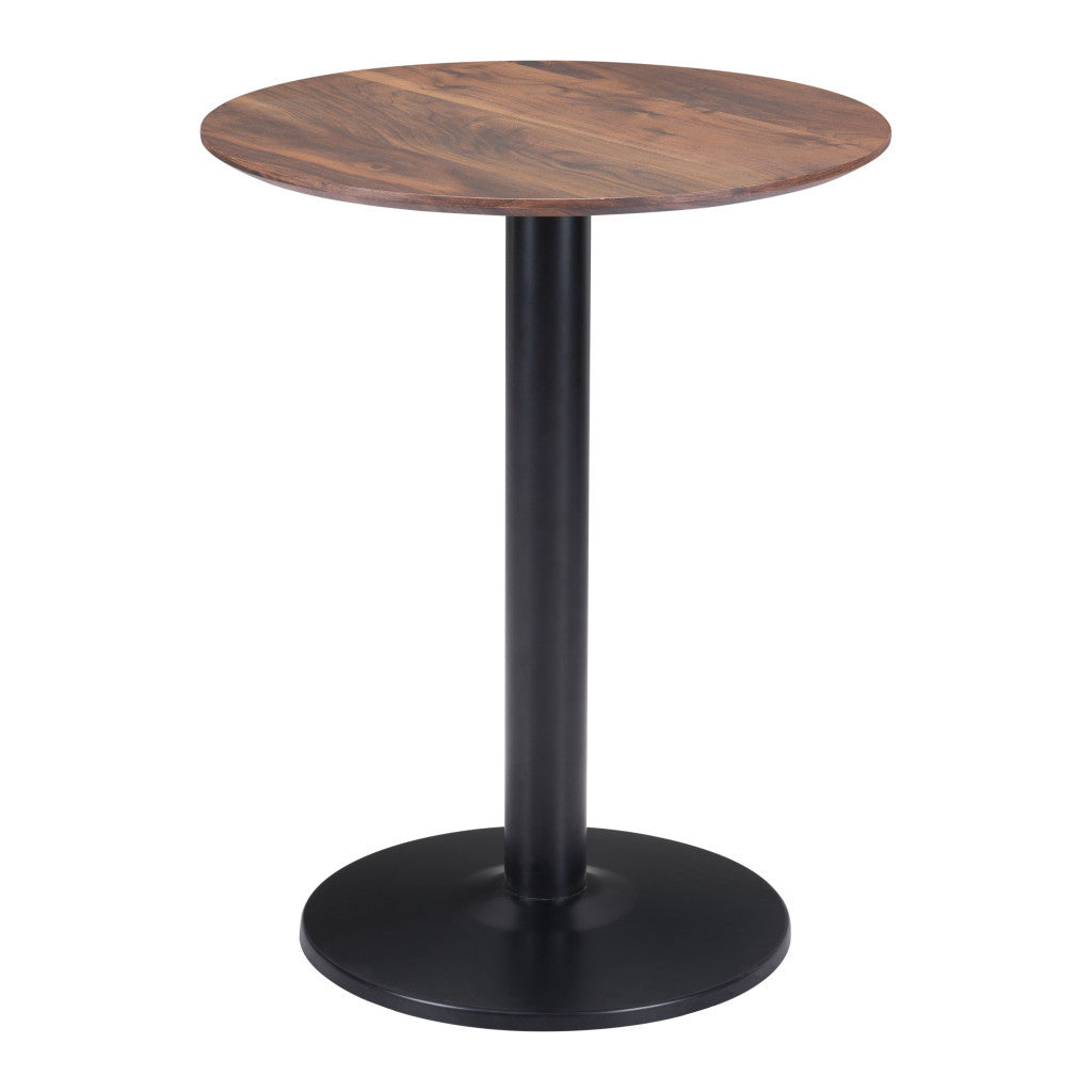 24" Black And Brown Round End Table - Loft&Timber