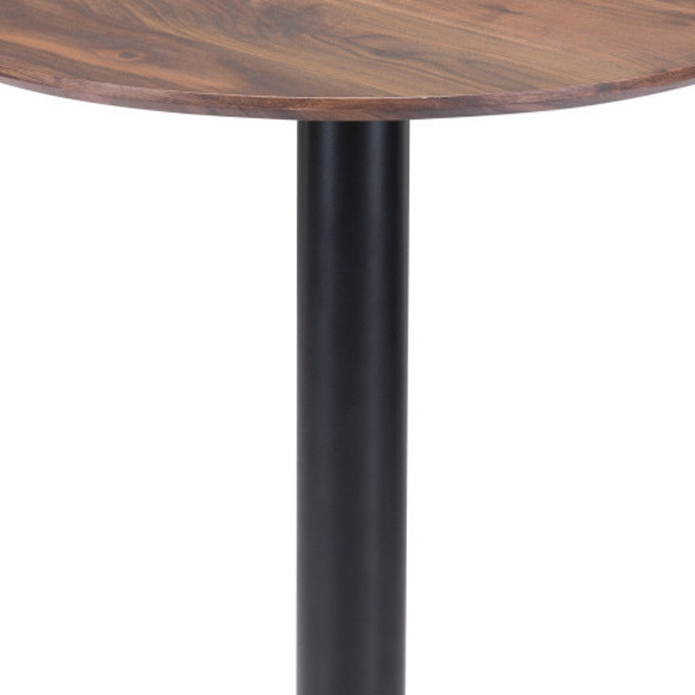 24" Black And Brown Round End Table - Loft&Timber