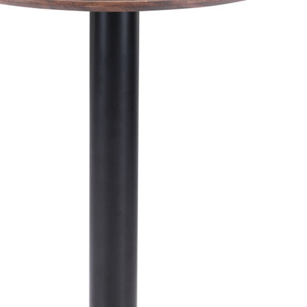 24" Black And Brown Round End Table - Loft&Timber