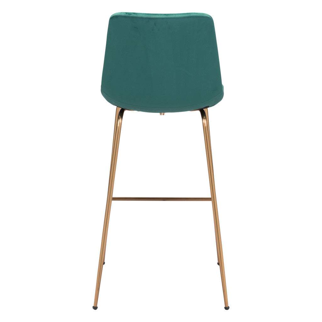 31" Green And Copper Steel Low Back Bar Height Bar Chair - Loft&Timber