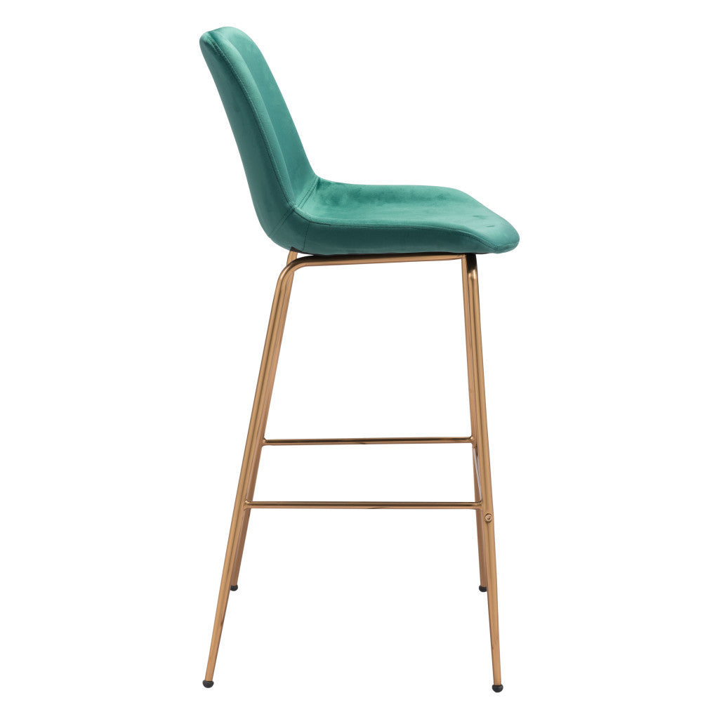 31" Green And Copper Steel Low Back Bar Height Bar Chair - Loft&Timber
