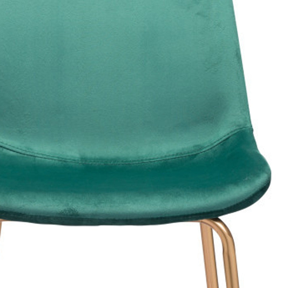 31" Green And Copper Steel Low Back Bar Height Bar Chair - Loft&Timber