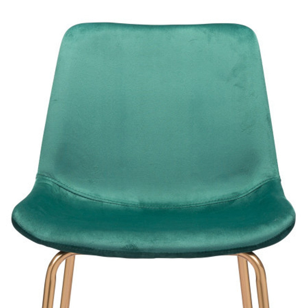 31" Green And Copper Steel Low Back Bar Height Bar Chair - Loft&Timber