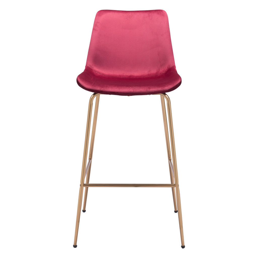 31" Red And Copper Steel Low Back Bar Height Bar Chair - Loft&Timber