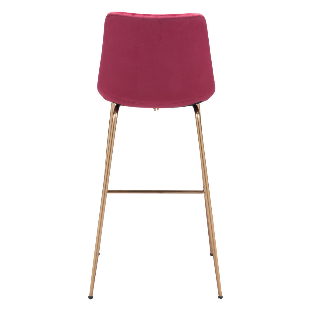 31" Red And Copper Steel Low Back Bar Height Bar Chair - Loft&Timber