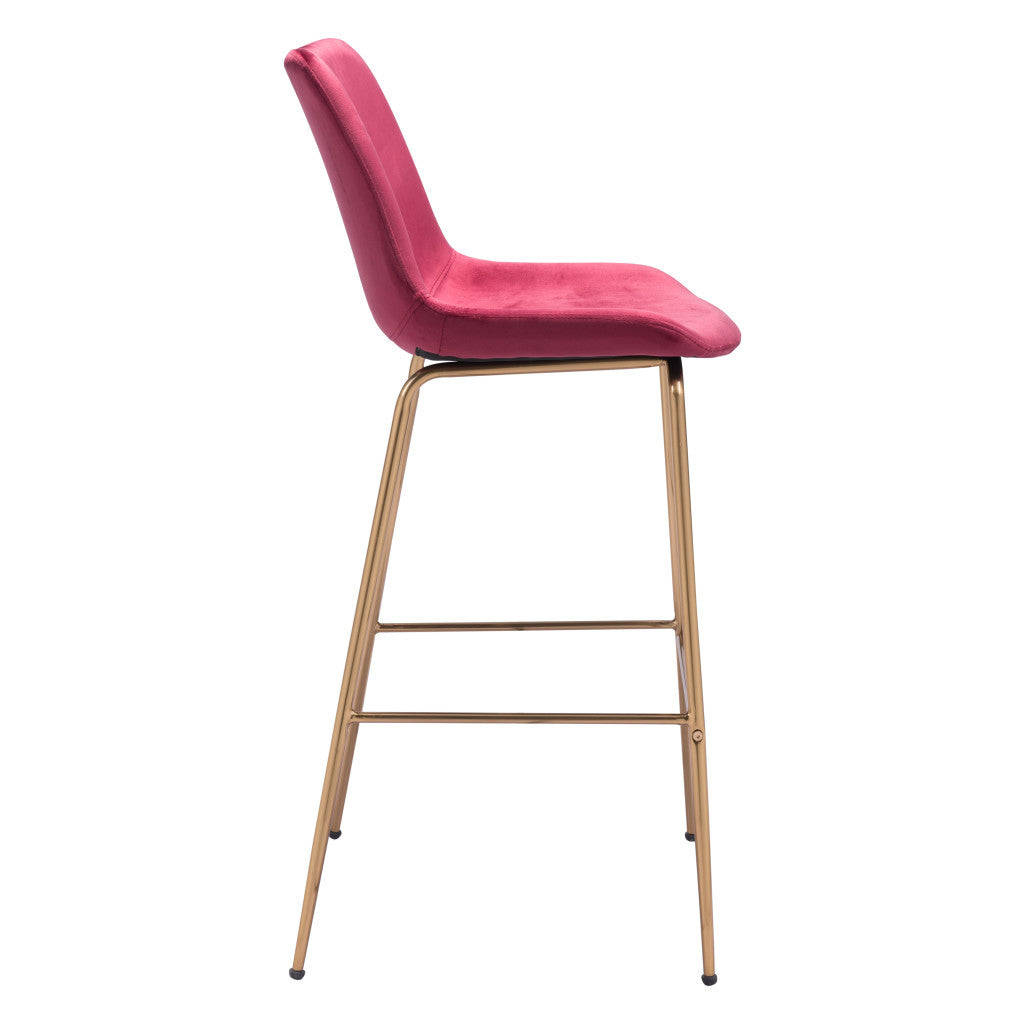 31" Red And Copper Steel Low Back Bar Height Bar Chair - Loft&Timber