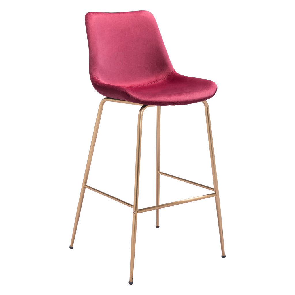 31" Red And Copper Steel Low Back Bar Height Bar Chair - Loft&Timber