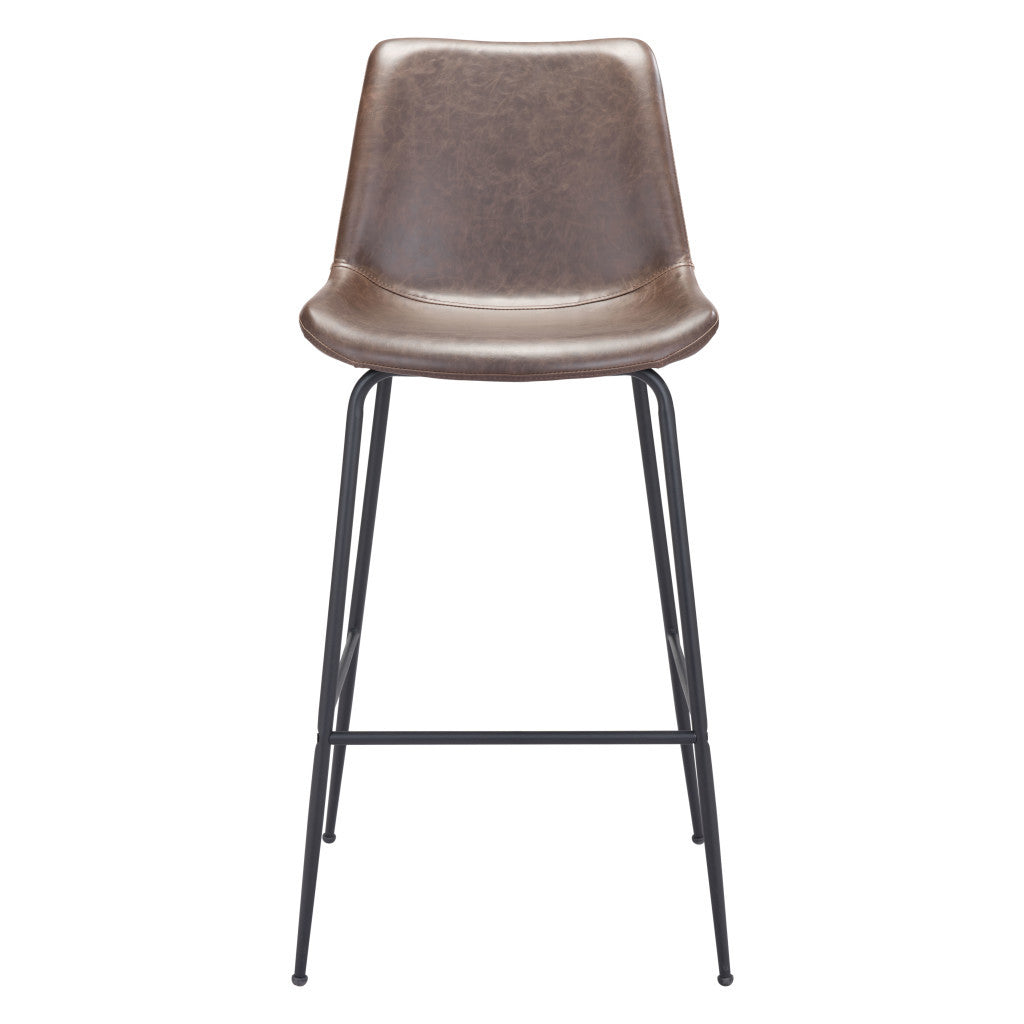 31" Brown and Black Steel Low Back Bar Height Bar Chair - Loft&Timber