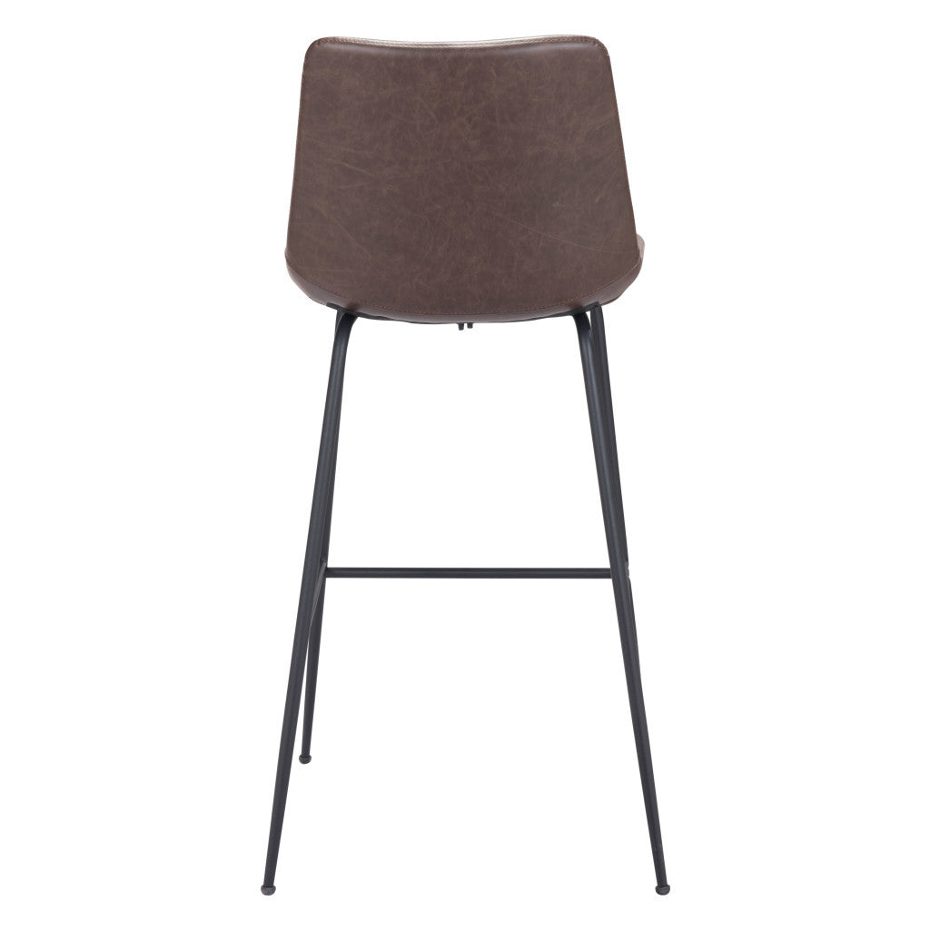 31" Brown and Black Steel Low Back Bar Height Bar Chair - Loft&Timber