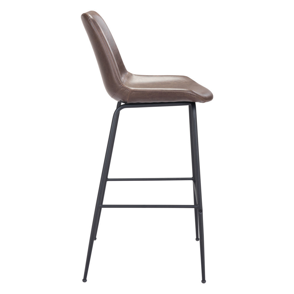 31" Brown and Black Steel Low Back Bar Height Bar Chair - Loft&Timber