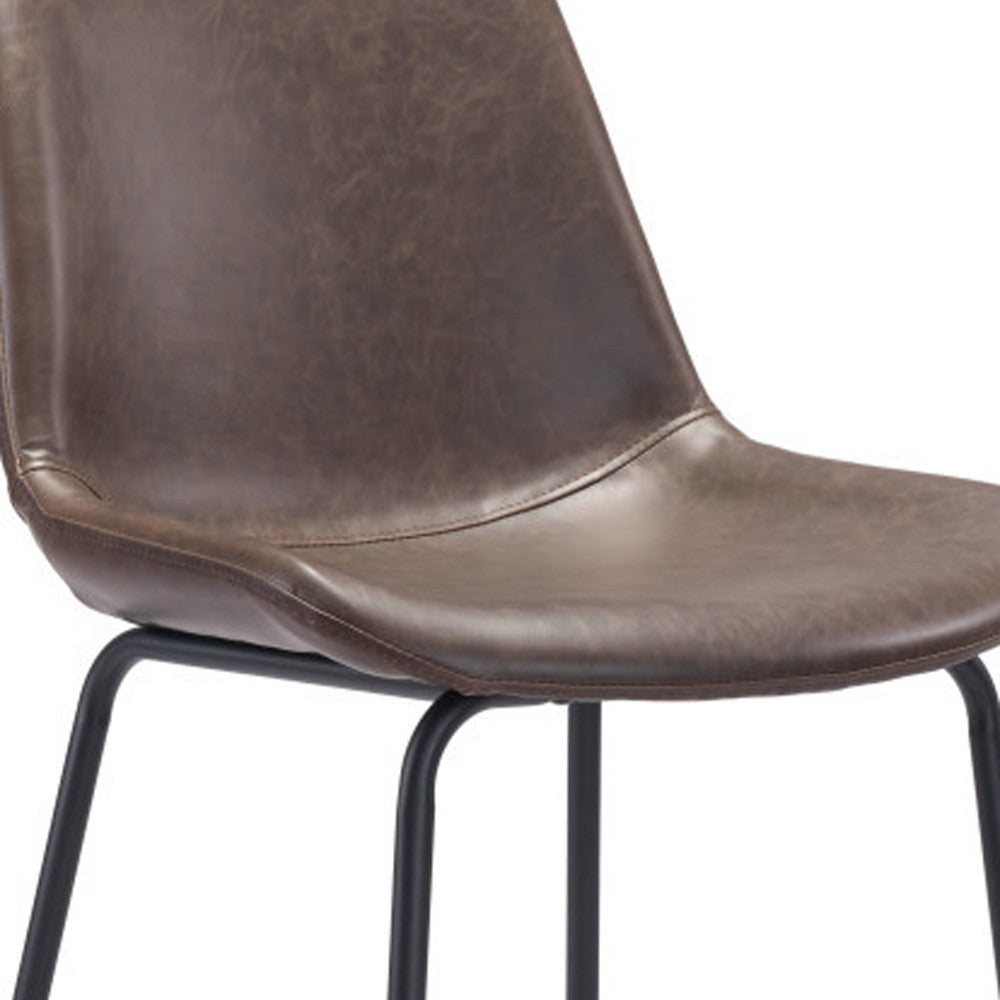31" Brown and Black Steel Low Back Bar Height Bar Chair - Loft&Timber