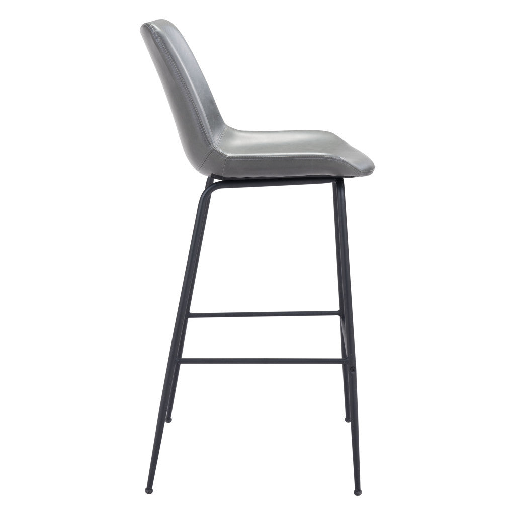 31 " Gray And Black Steel Low Back Bar Height Bar Chair - Loft&Timber