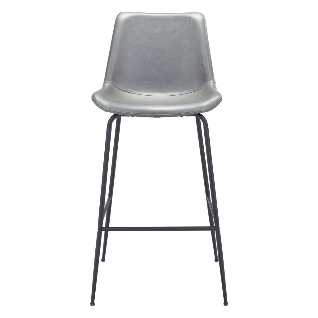31 " Gray And Black Steel Low Back Bar Height Bar Chair - Loft&Timber