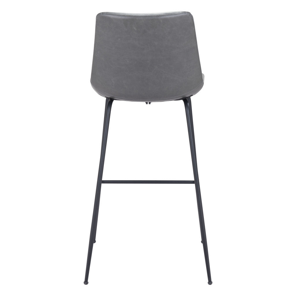 31 " Gray And Black Steel Low Back Bar Height Bar Chair - Loft&Timber