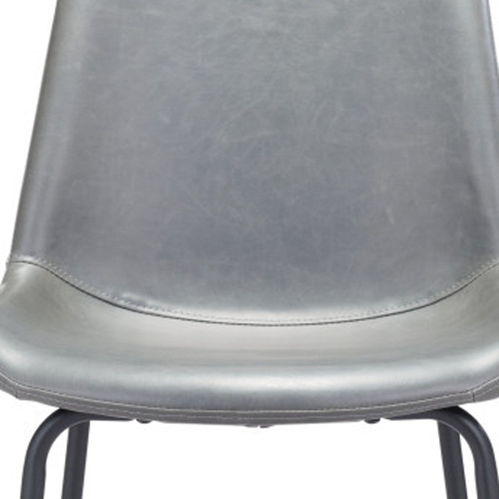 31 " Gray And Black Steel Low Back Bar Height Bar Chair - Loft&Timber
