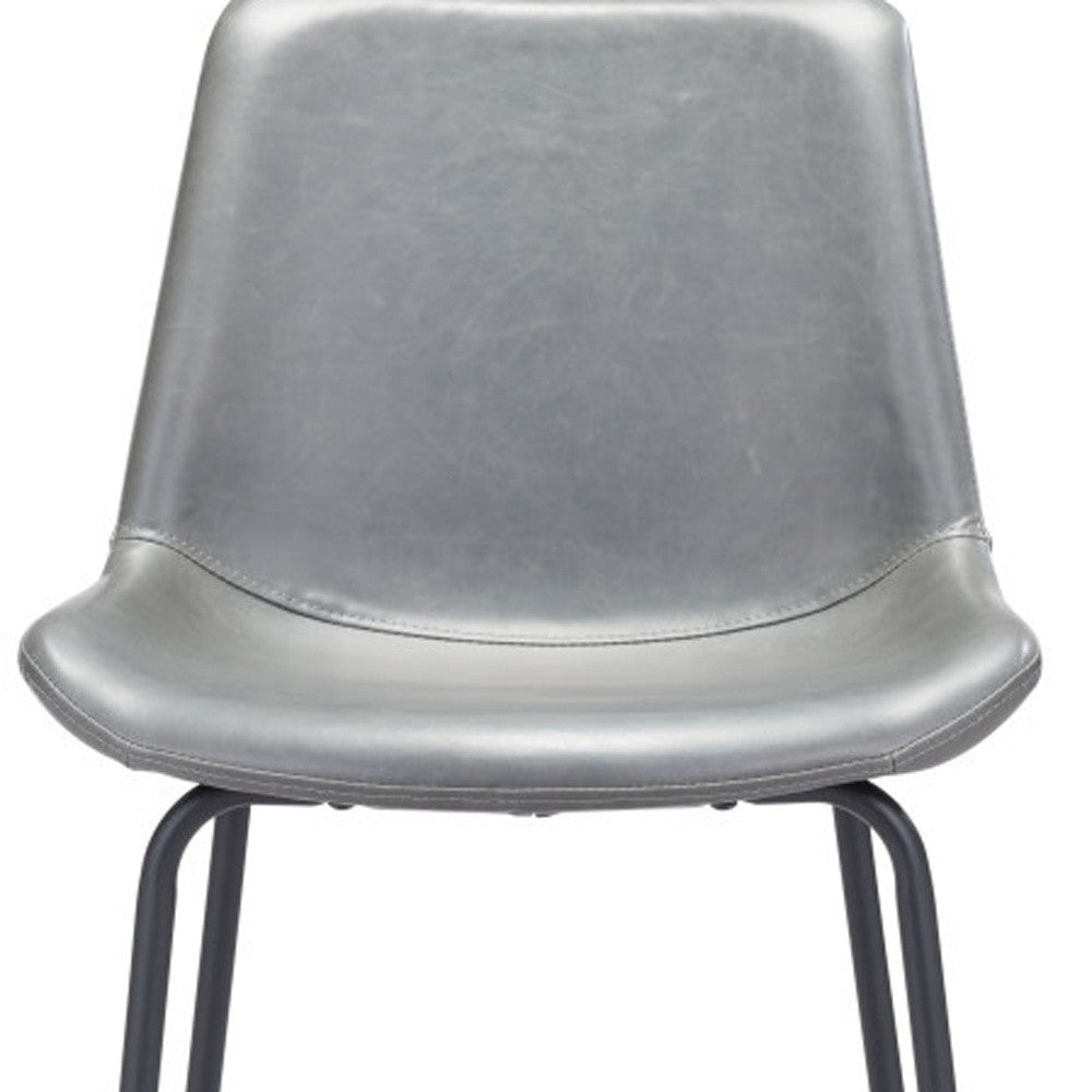 31 " Gray And Black Steel Low Back Bar Height Bar Chair - Loft&Timber