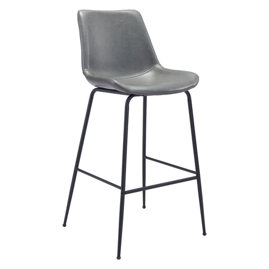 31 " Gray And Black Steel Low Back Bar Height Bar Chair - Loft&Timber